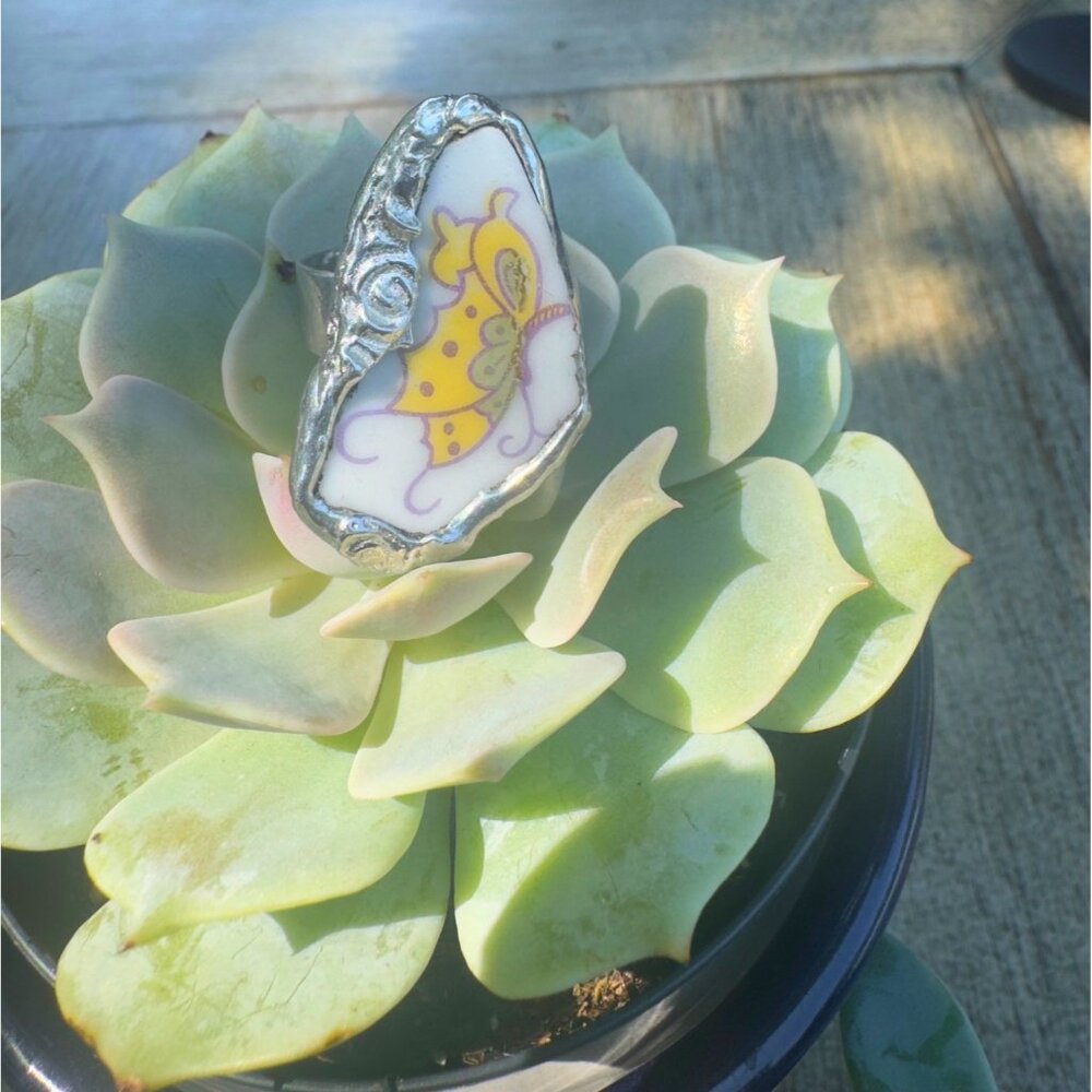 Antique China Umbrella Design Silver Spoon Ring - Picture 8 of 10